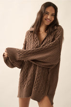 Load image into Gallery viewer, CABLE KNIT MINI SWEATER DRESS