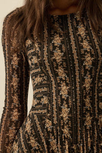 JOVI DROP WAIST MESH MIDI DRESS