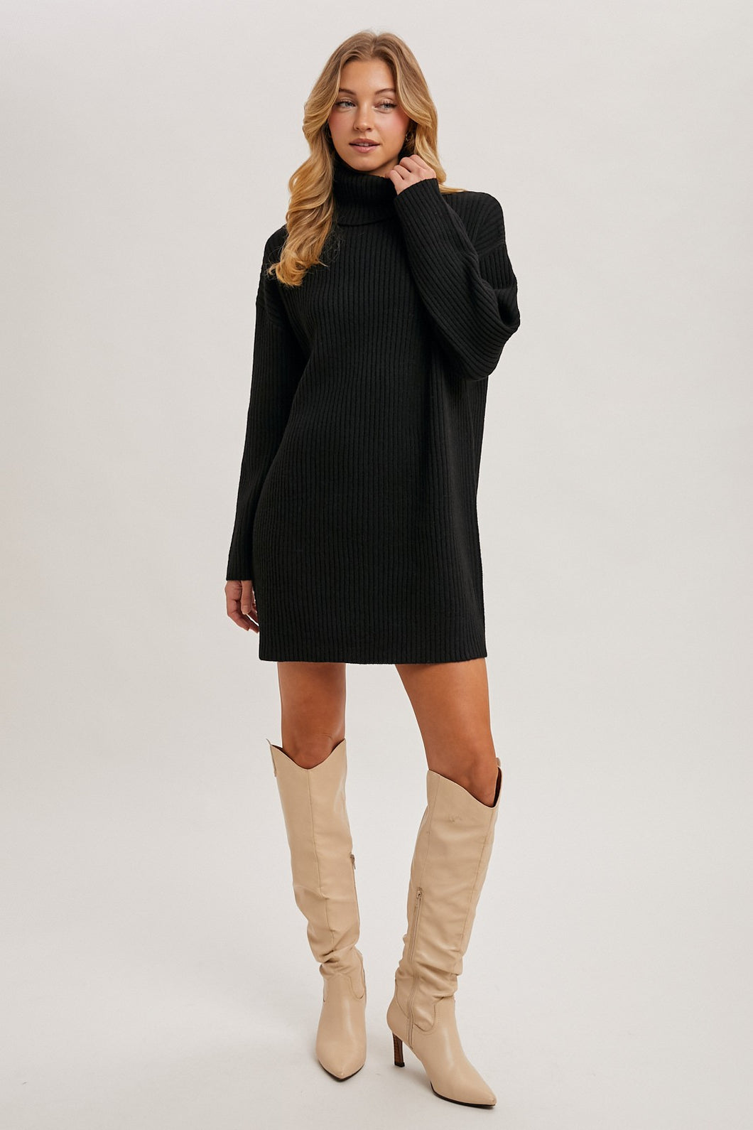 turtle neck black sweater dress The in Plush Cotton Knit fabric Nasty Gal Women's Brushed Knit