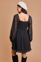 Load image into Gallery viewer, PUFF LONG SLEEVE POLKA DOT DRESS
