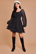 Load image into Gallery viewer, PUFF LONG SLEEVE POLKA DOT DRESS
