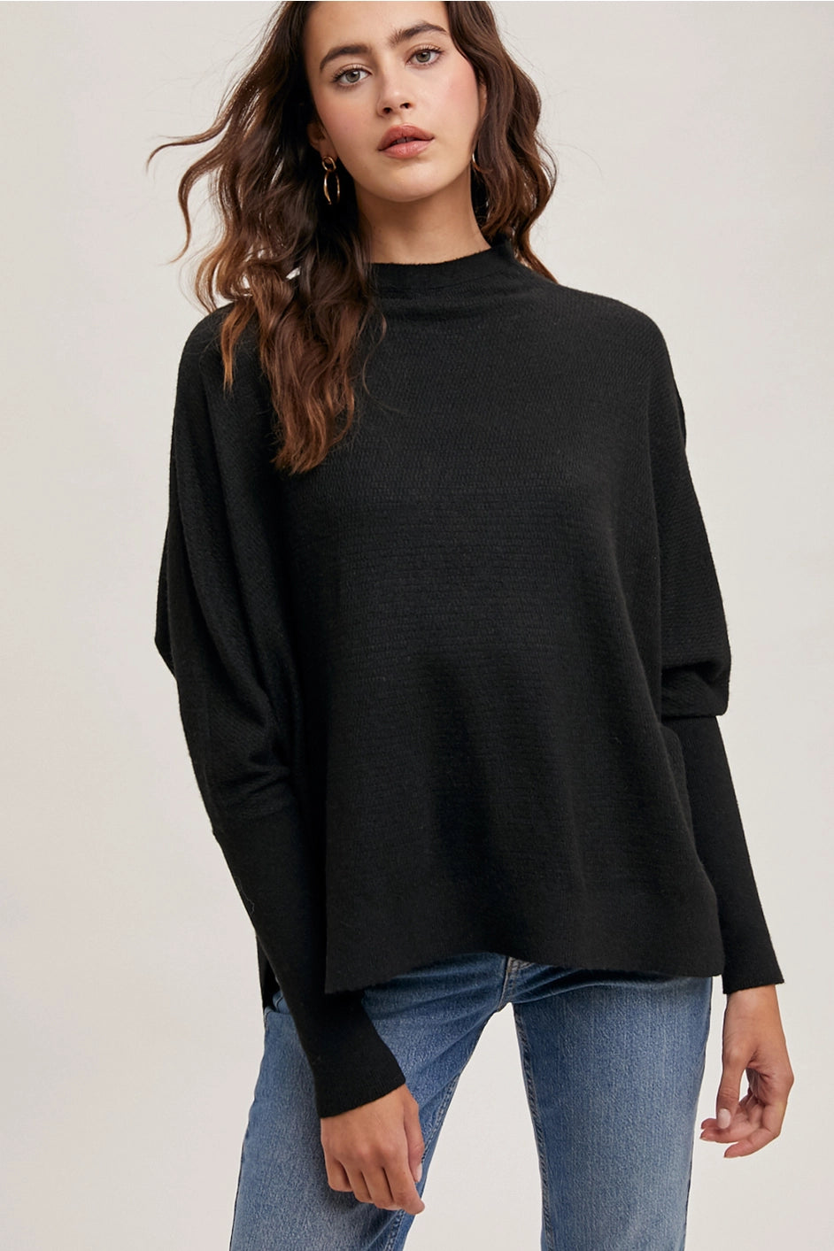 MOCK NECK DOLMAN SLEEVE TOP