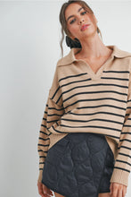 Load image into Gallery viewer, REESE STRIPED COLLARED SWEATER
