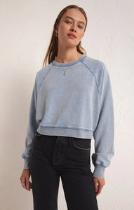 CROP OUT KNIT DENIM SWEATSHIRT - Z SUPPLY