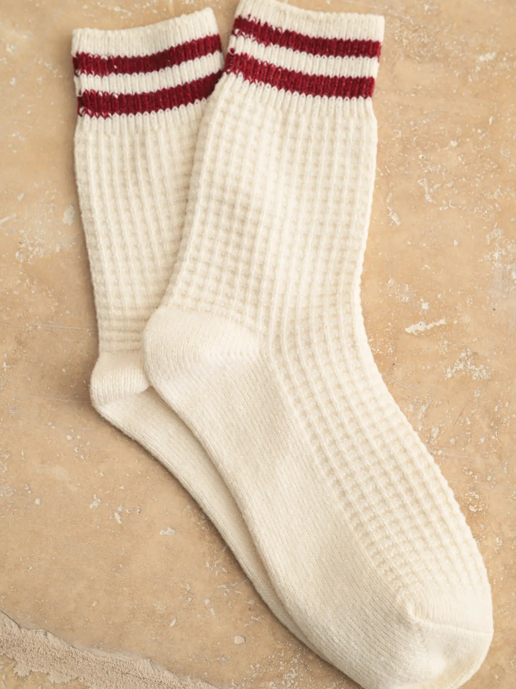 LUXE WAFFLE KNIT STRIPE SOCKS // 3 COLORS
