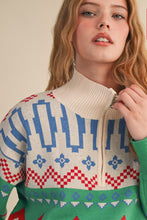 Load image into Gallery viewer, GEO KNIT MOCK NECK HALF ZIP
