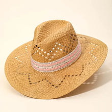 Load image into Gallery viewer, PATTERED BRIM STRAW HAT
