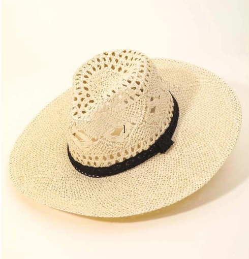 STRAW BRAIDED FASHION SUN HAT