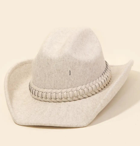 BRAIDED STRAP COWBOY HAT // 2 COLORS