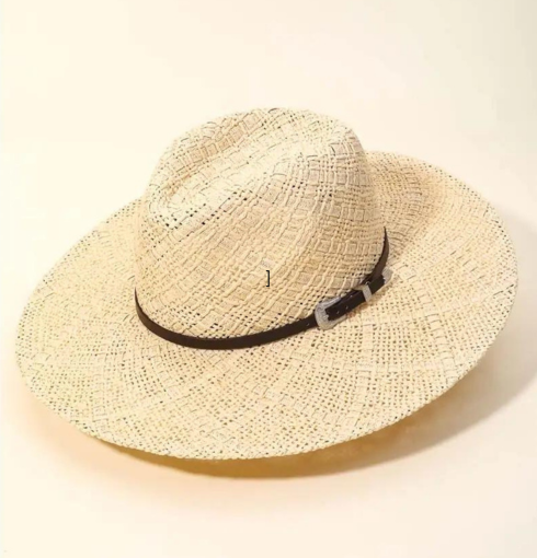 BUCKLE BAND WOVEN SUN HAT