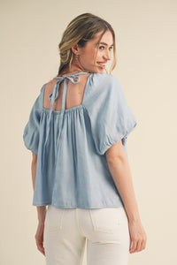 BUBBLE SLEEVE BABYDOLL TOP