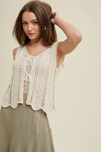 Load image into Gallery viewer, CROCHET VEST WITH SCALLOP DETAIL
