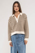 Load image into Gallery viewer, STRIPED DROP SLEEVE COLLARED KNIT
