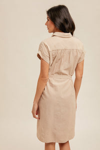 ISLA BELTED DOWN SHIRT DRESS