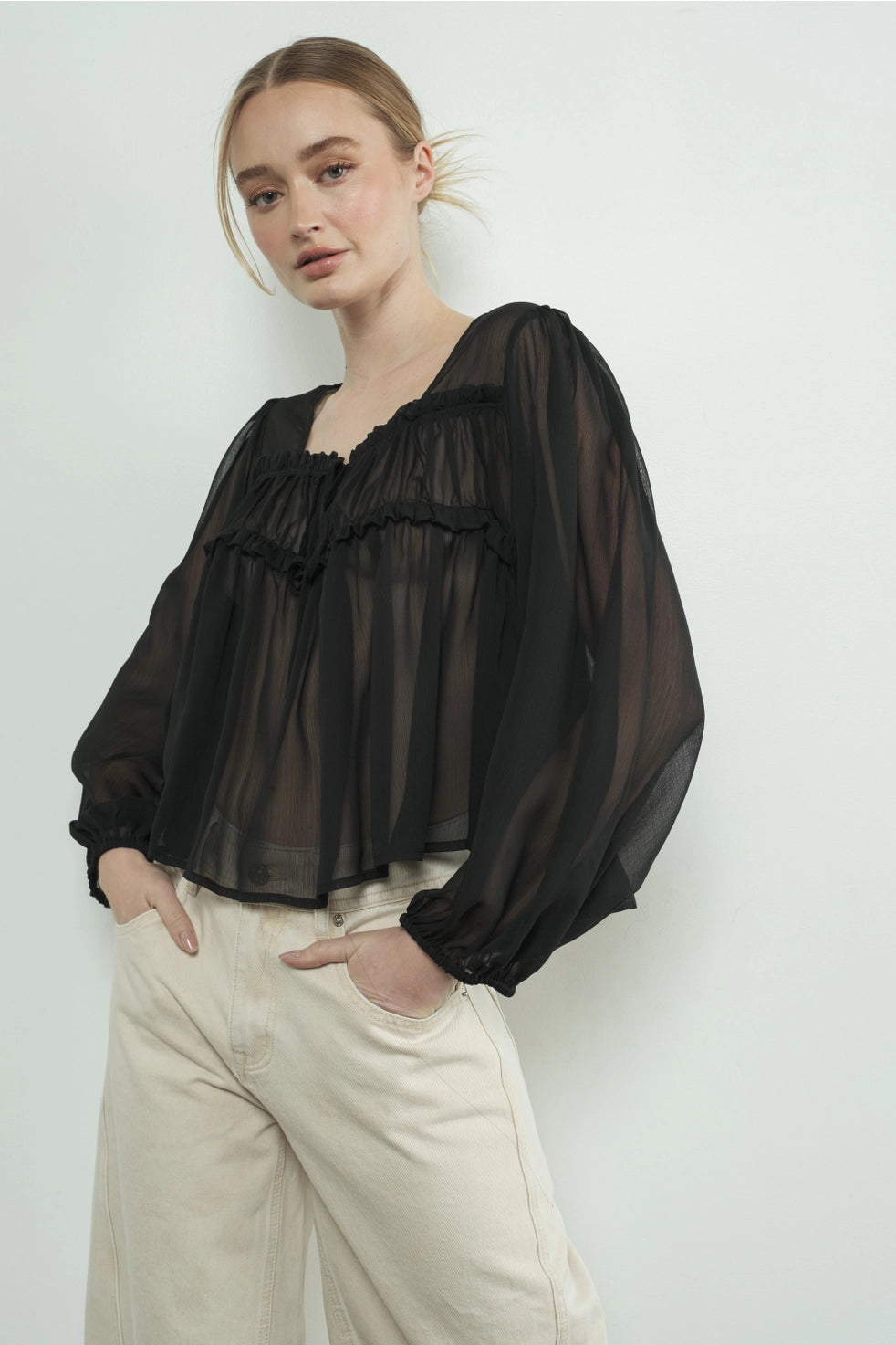 MOCK NECK DOLMAN SLEEVE TOP