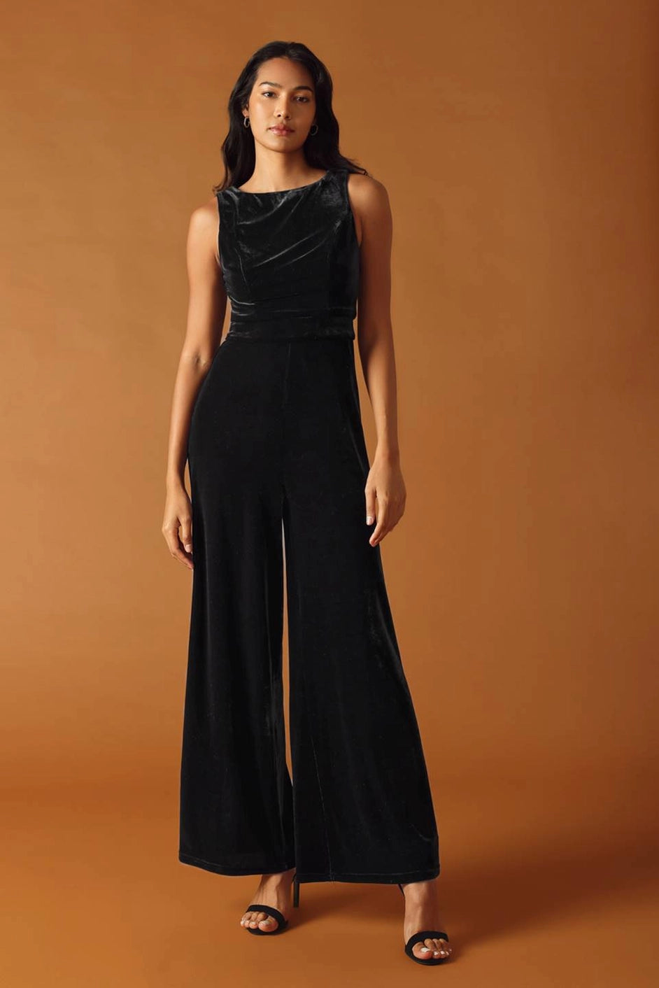 WIDE LEG VELVET JUMPSUIT