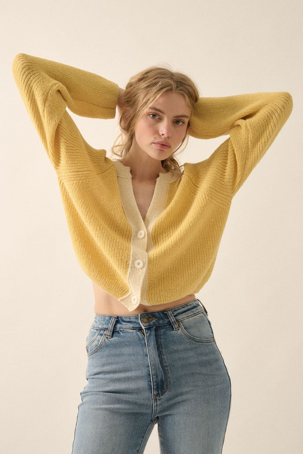 SLOAN CONTRAST NECKLINE CARDIGAN