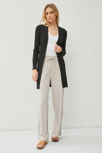 LONG RIBBED DUSTER CARDIGAN