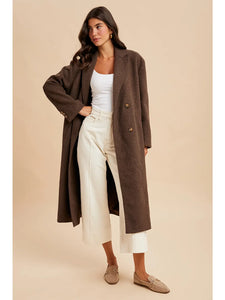 MIA DOUBLE BREASTED LAPERL DUSTER COAT