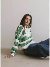 Load image into Gallery viewer, BELLA HALF ZIP COLOR BLOCK SWEATER
