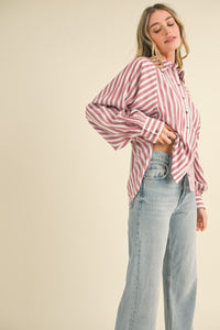 STRIPED BOYFRIEND BUTTON DOWN