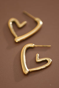 18K ABSTRACT HEART WATERPROOF EARRINGS