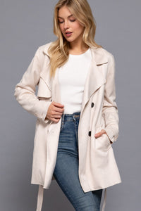 FAUX SUEDE TRENCH COAT // 2 COLORS