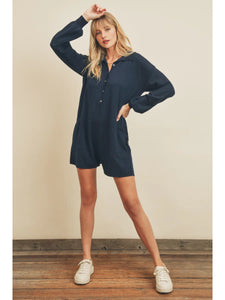 LONG SLEEVE COLLARED ROMPER