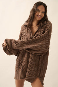CABLE KNIT MINI SWEATER DRESS
