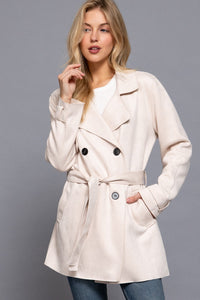 FAUX SUEDE TRENCH COAT // 2 COLORS