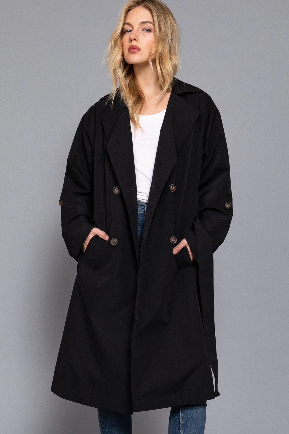 LAPEL COLLAR TRENCH COAT // 2 COLORS
