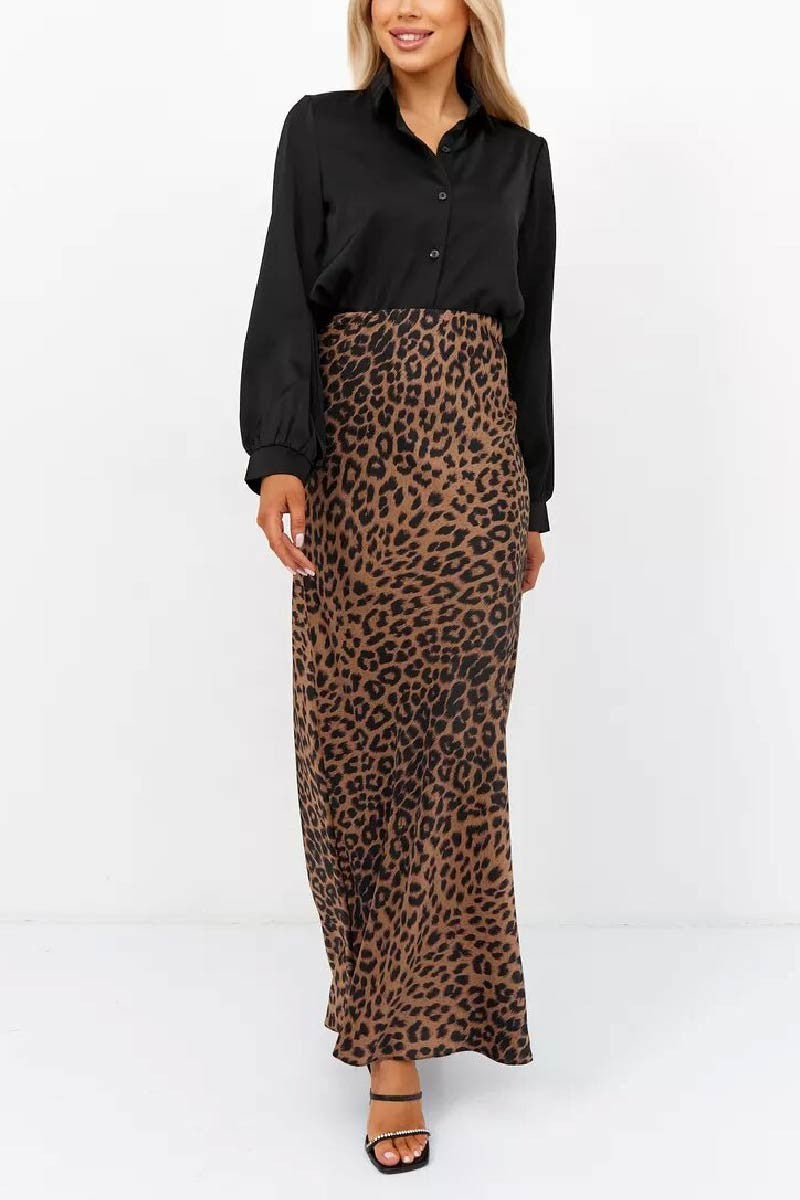 STELLA LEOPARD PRINT MIDI SKIRT