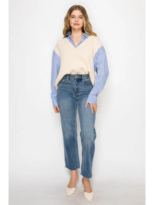 ECO FABRIC HIGH RISE STRAIGHT LEG JEANS