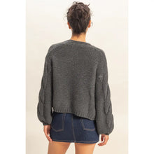 Load image into Gallery viewer, OVERSIZE CABLE KNIT OPEN FRONT CARDI
