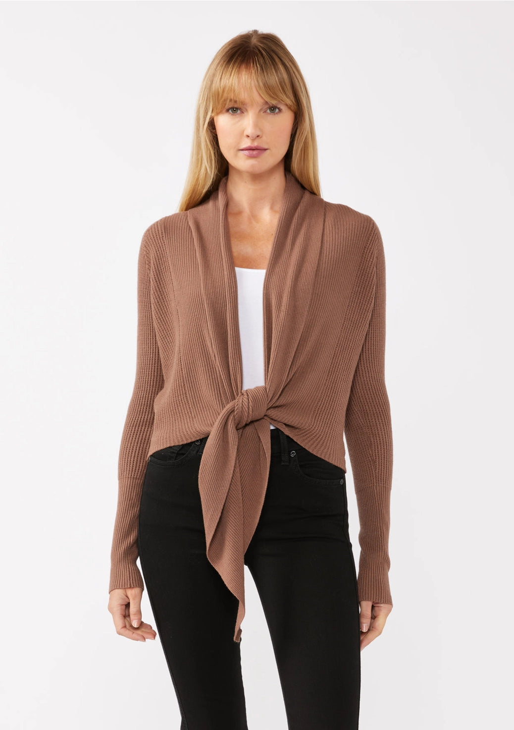 WAFFLE KNIT WRAP SWEATER // 2 COLORS