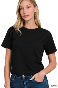 BASIC COTTON CROPPED CREW TEE // 2 COLORS