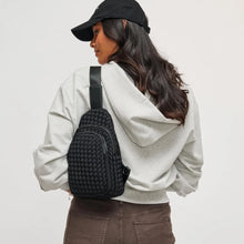 Load image into Gallery viewer, BEYOND THE HORIZON WOVEN NEOPRENE SLING BAG // SOL &amp; SOLENE
