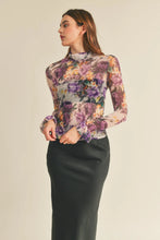 Load image into Gallery viewer, SHEER FLORAL MOCK NECK TOP
