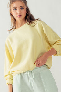 LEMONADE VINTAGE WASH RIBBED CREWNECK