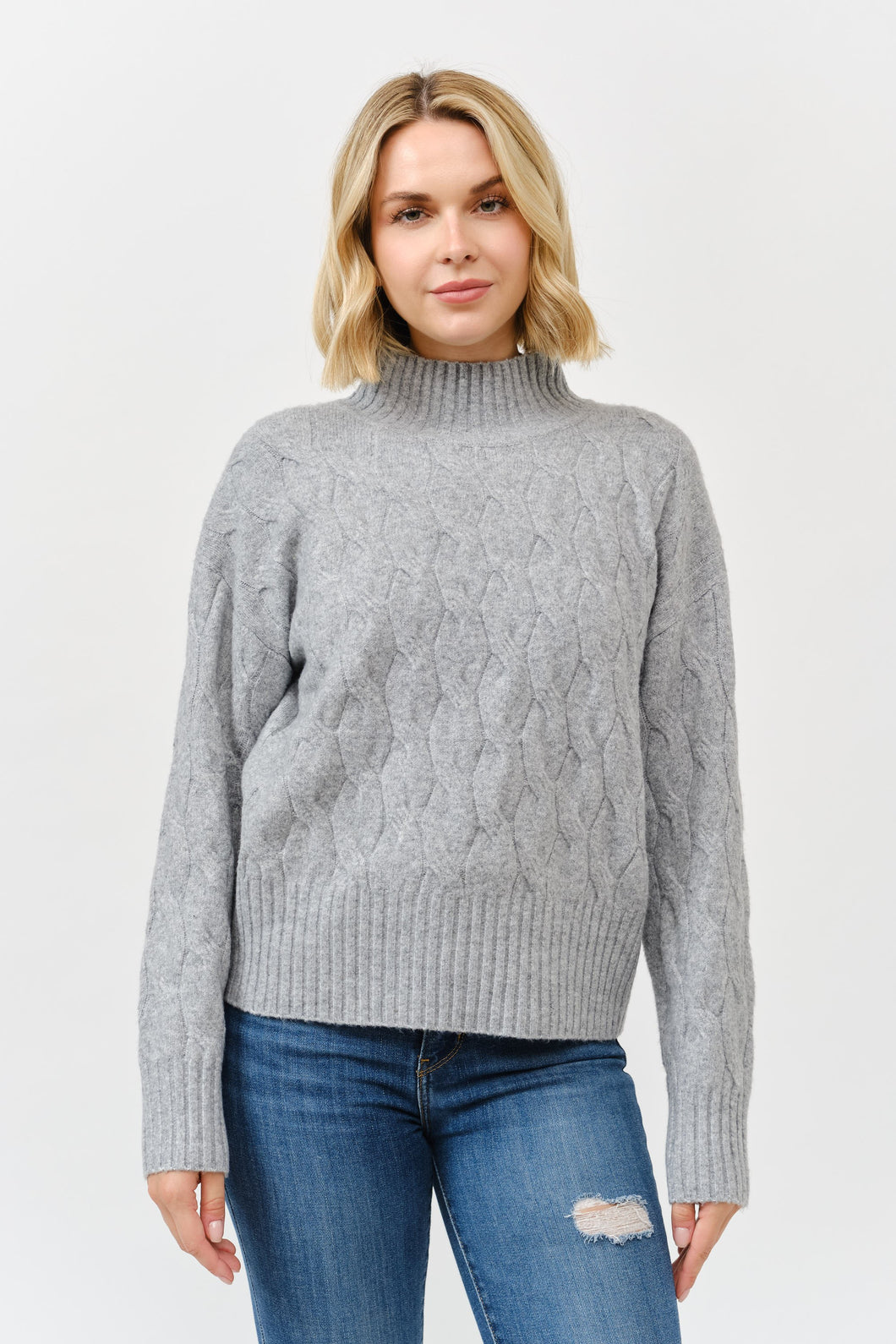 CABLE KNIT TURTLENECK SWEATER // 2 COLORS