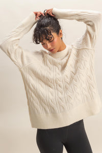 LUXE CREW NECK CABLE KNIT SWEATER // 2 COLORS