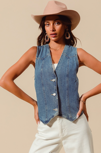 QUINN BUTTON DENIM VEST