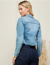 Load image into Gallery viewer, CROPPED STRETCH DENIM JACKET
