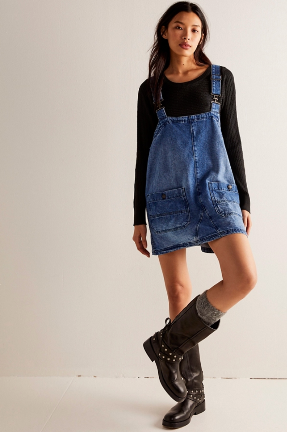 FREE PEOPLE OVERALL SMOCK MINI