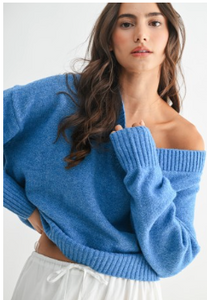 WINNIE BLUE KNIT SWEATER