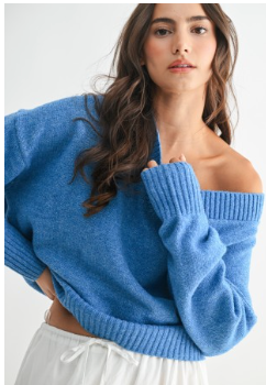 WINNIE BLUE KNIT SWEATER