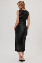 Load image into Gallery viewer, POLKA DOT SURPLICE MIDI DRESS
