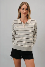 Load image into Gallery viewer, STRIPED POLO COLLARED SWEATER
