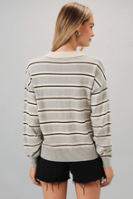 Load image into Gallery viewer, STRIPED POLO COLLARED SWEATER
