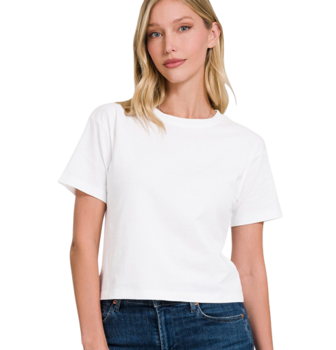 BASIC COTTON CROPPED CREW TEE // 2 COLORS